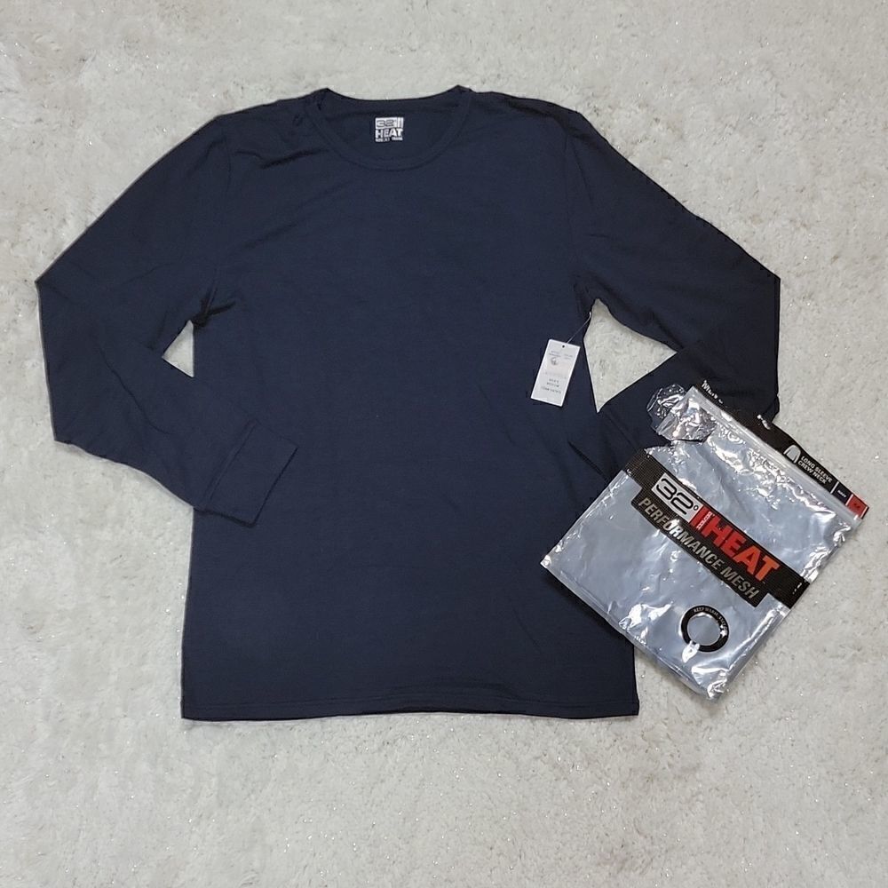 32 DEGREES HEAT MEN'S NAVY BLUE LONG-SLEEVE CREW NECK SHIRT, SIZE MEDIUM - NEW!